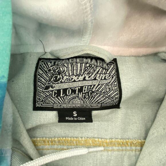 Brooklyn Cloth Mfg Denim Tie Dye Sleeve Button Front Hooded Jacket Mens Small - Picture 2 of 9